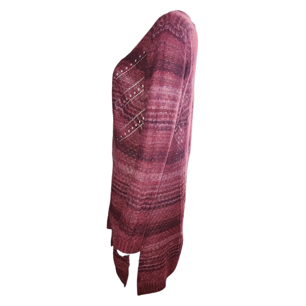 Indigo Sweater Cardigan Womens Size‎ M Medium Red Open Knit Long Sleeve Cozy - Picture 2 of 6